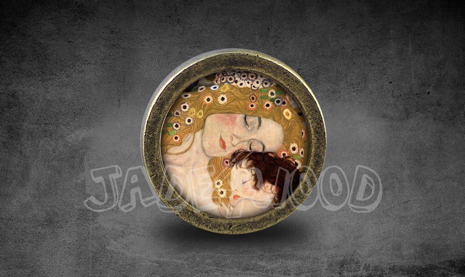Gustav Klimt Glass Cabochon Bronze cabinet Dresser Knobs pull / Dresser Pull
