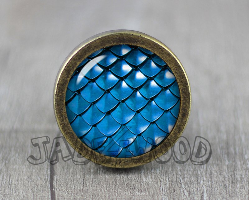 Mermaid Scale Glass Cabochon Bronze cabinet Dresser Knobs pull / Dresser Pull