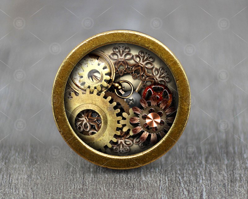 Steampunk Glass Cabochon Bronze cabinet Dresser Knobs pull / Dresser Pull