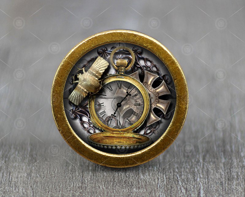 Steampunk Glass Cabochon Bronze cabinet Dresser Knobs pull / Dresser Pull