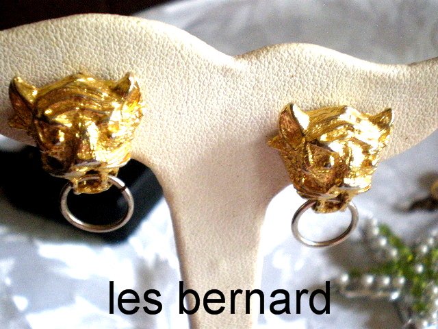 LES BERNARD LION HEAD ,DOOR KNOCKER EARRINGS