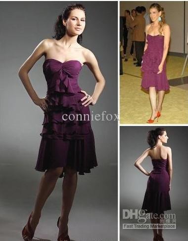 Sarah Jessica Parker A-line Sweetheart Asymetrical Sleeveless Chiffon Ruffles Cocktail Dress