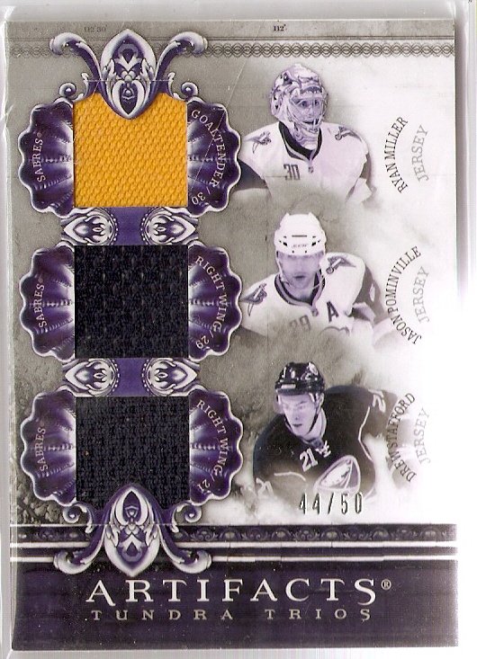 2010/11 Upper Deck Artifacts Ryan Miller/Jason Pominville/Drew Stafford Tundra Trios Jersey