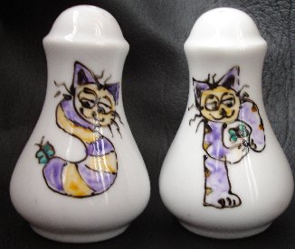 Hand painted salt and pepper set