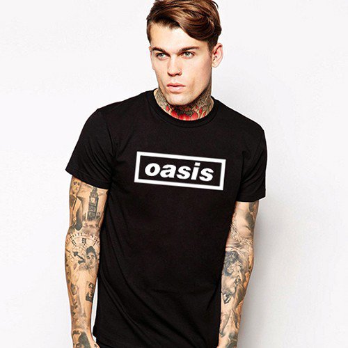 Buy Britain Music Band Oasis Letter Print T shirt Mens T Shirt Tee Top Teenage Black Guitar Pop Loo