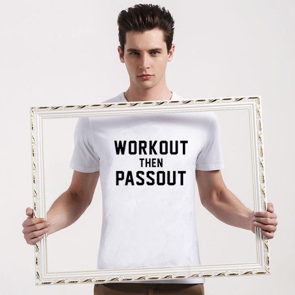 Buy Joking Workout Then Passout Lettering Printed T Shirt Men Clothing T shirt Man Tee Black Color