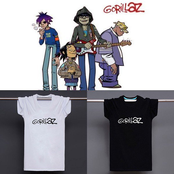 Buy Mens Black White UK Rock Gorillaz Logo Letter Print 100 Cotton T shirt Men Tshirt Man Soft Prin