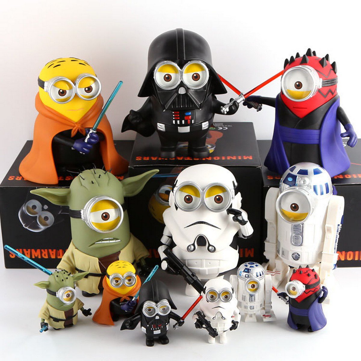 Buy 20cm Big Size! Minions Cosplay Star Wars Darth Vader Darth Maul Luke Yoda PVC Soft Material Dec