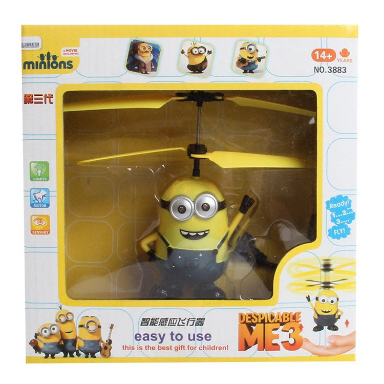 Buy Helicopter Induction Flying Helicopter Eyes Light Despicable Me Minion Quadcopter Drone Kids To