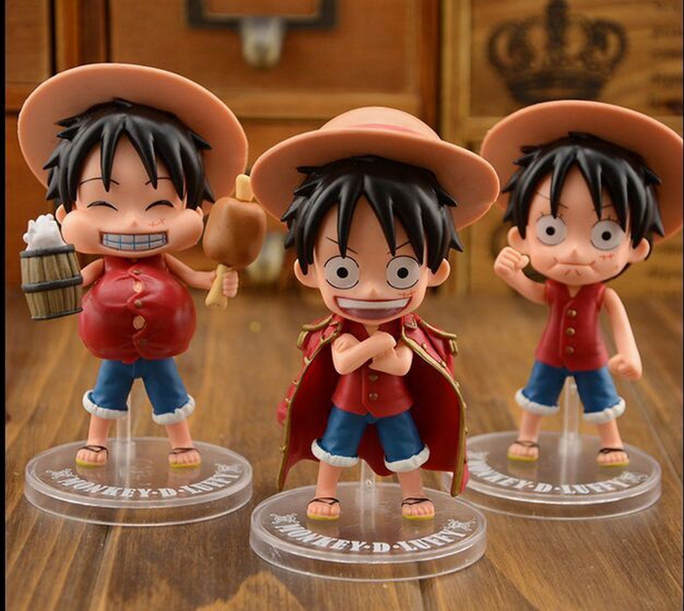Buy 3Pcslot One Piece Anime Cute Figure doll Ornaments Pirate Era of King Luffy Empty Island Papers