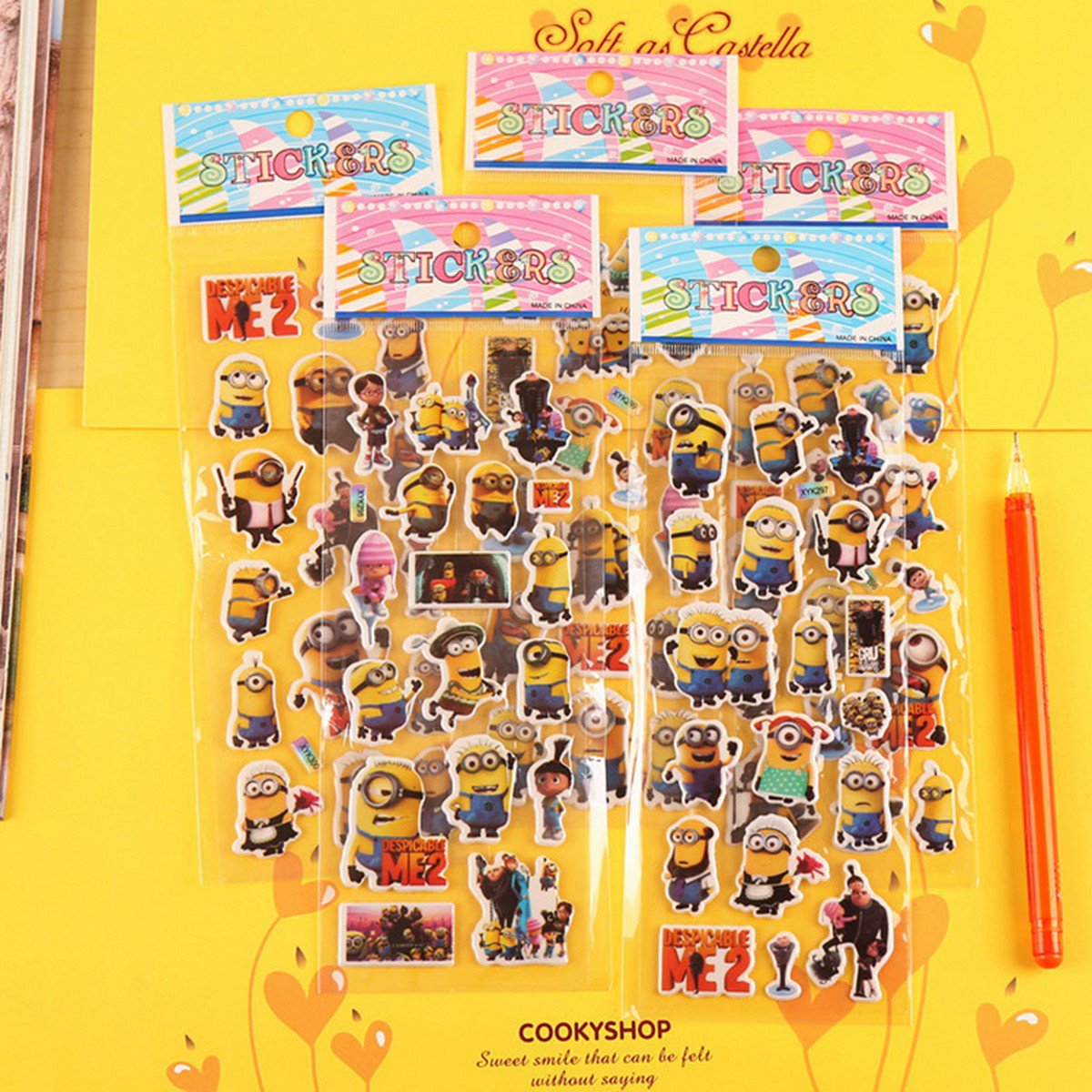 Buy 10pcslot Cute Despicable Me Minions Stickers Korea 3D Dimensional Anime Bubble Stickers For Kid