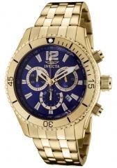 Invicta Men's II Chronograph Blue Dial 18k Gold Plated Stainless Stee