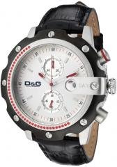 Dolce & Gabbana Men's Sean Chronograph Silver Dial Black Leather