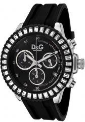 Dolce & Gabbana Women's Madame Chronograph White Crystal Black Dial Black Rubber