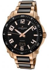 JACQUES LEMANS Men's Geneve Automatic Rose Gold Tone& Black Ceramic