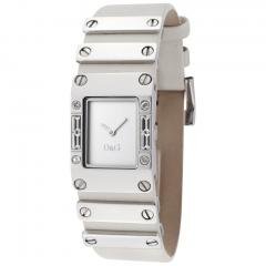 Dolce & Gabbana Women's Kilt Silver Dial Light Beige Leather & Stainless Steel