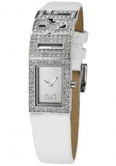 Dolce & Gabbana Women's White Crystal Silver Dial White Leather