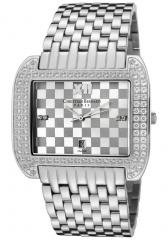 Christian Bernard Women's Intimate White Crystal Silver/Grey Grid Textured Dial Stainless Steel