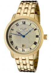 Rotary Men's Champagne Textured Dial Gold Ion Plated Stainless Steel