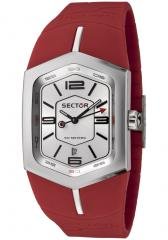 Sector Men's Winch Master Silver Dial Red Rubber