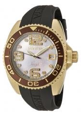 Invicta Women's Angel White Crystal Mother of Pearl Dial Dark White Rubber