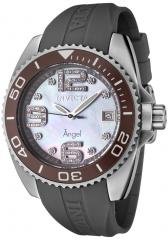 Invicta Women's Angel White Mother Of Pearl Dial White Diamond Dark Grey Rubber