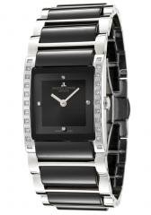 JACQUES LEMANS Women's Geneve/Gloria Diamond Black Ceramic & Stainless Steel