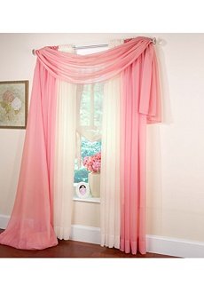 Beaded Voile Rose Scarf Valance 40 X 288