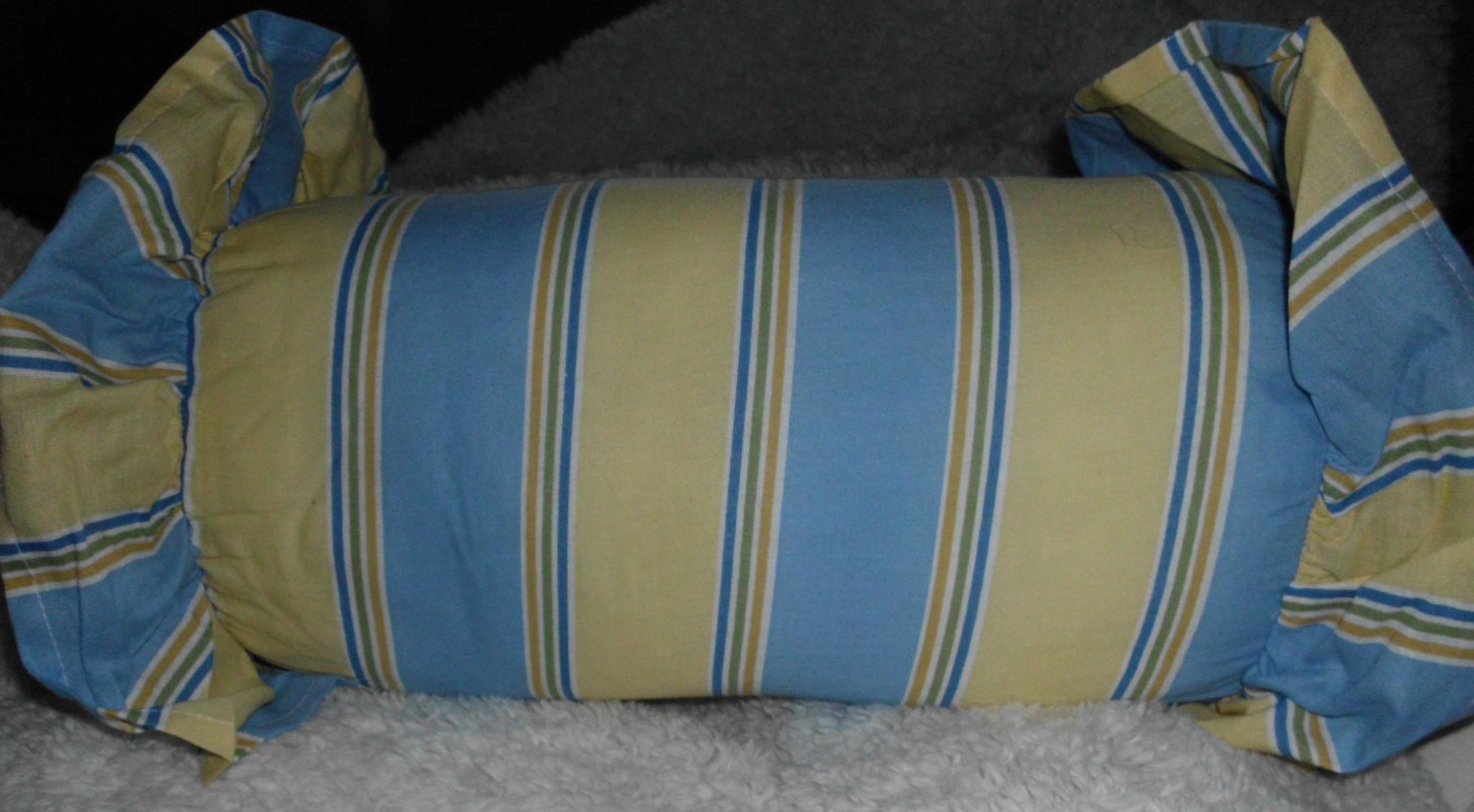 New Stripe NeckRoll Pillow W/Ruffled Edges