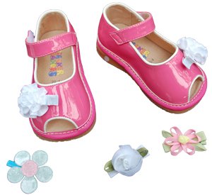 SQUEAKER SNEAKERS Hot Pink Peep Toe Clippy