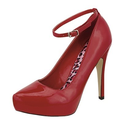 Sexy Red Ankle Strap Patent Mary Jane Heels