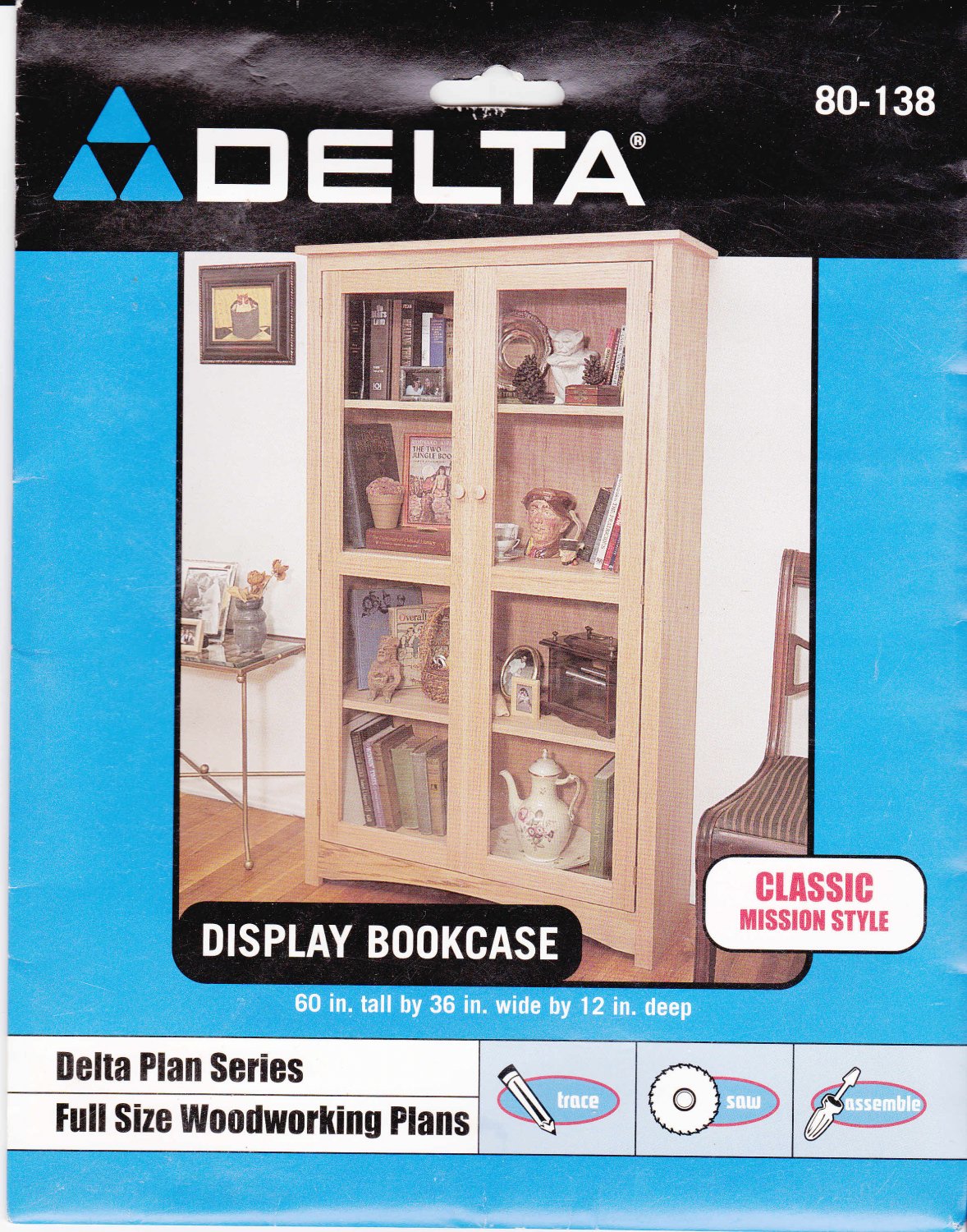 Delta 80-138 Display Bookcase Plans Blue Prints NIP