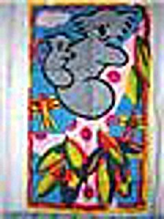 Koala bears in tree linen towel unused childlike framable hc1257