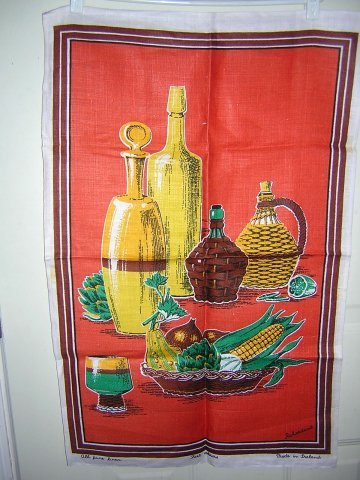 Irish linen towel wine carafes veggies Richardson's unused hc1359