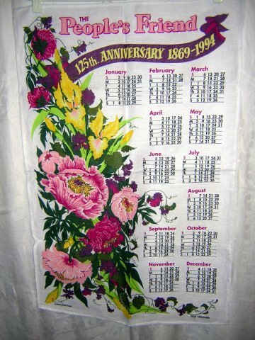 1994 calendar towel The People's Friend 125th anniversary hc1834