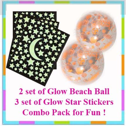 Beach Ball + Glow in the Dark Sticker Combo Pack + Free Gift