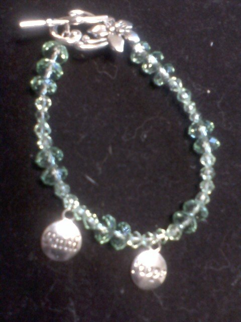 "Hope and Faith" Green Beaded Wire Bracelet