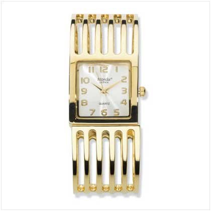 Gold Plate Cuff Bracelet Watch