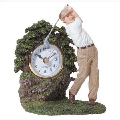 Golfer Statue Clock