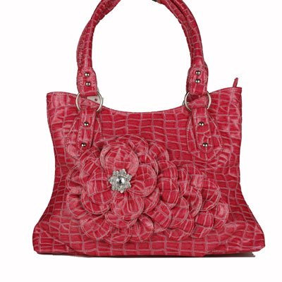Red CROC Large FLOWER Handbag