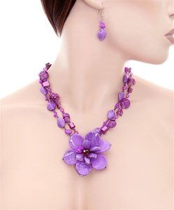 PURPLE FASHION NECKLCE SET WFS000528