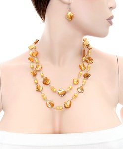 YELLOW SHELL FASHION NECKLACE SET WFS000514