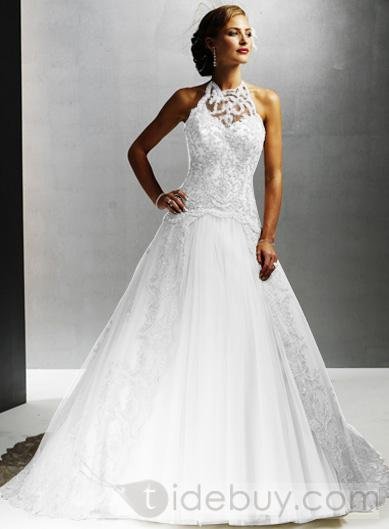 high neck Sleeveless Organza Floor-Length Color Weddding Dresses (00204669)