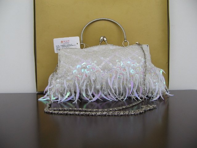 Beaded Embroidery purse White