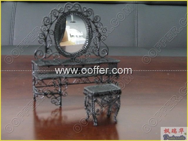 Iron Wire Craft Black Dressing Table With Stool