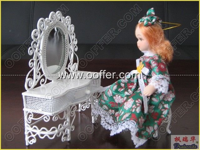 Iron Wire Craft White Dressing Table With Stool