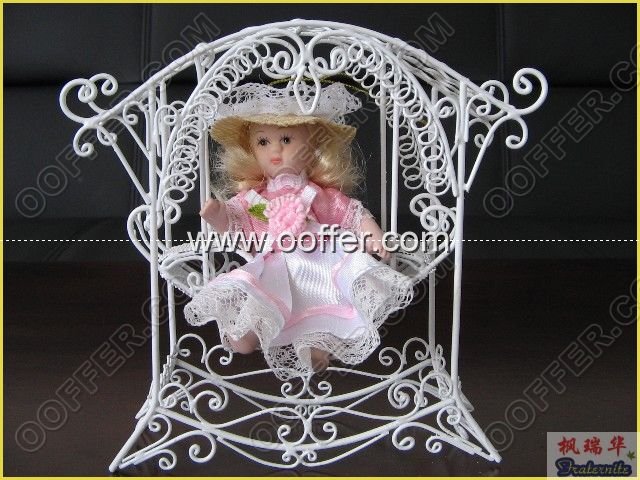 Iron Wire Craft White Rocking Chair