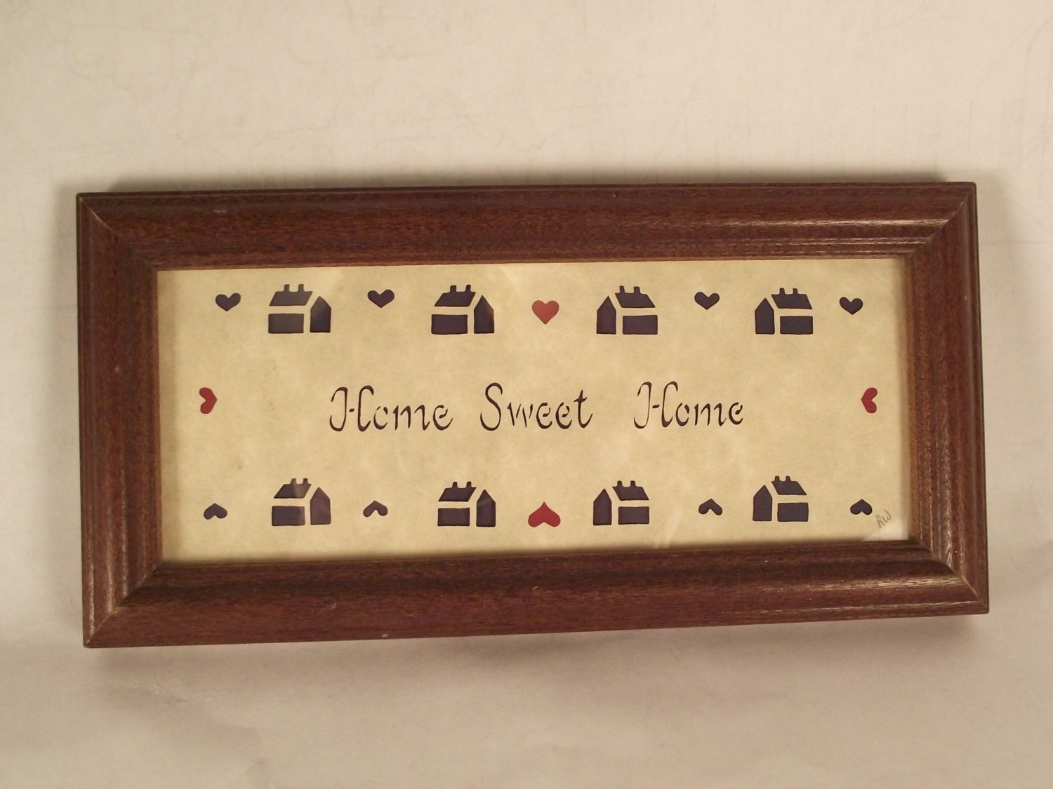Framed Scherenschnitte Cut Paper Home Sweet Home Sampler Wall Decor Small 8-1/2" x 3-1/2"