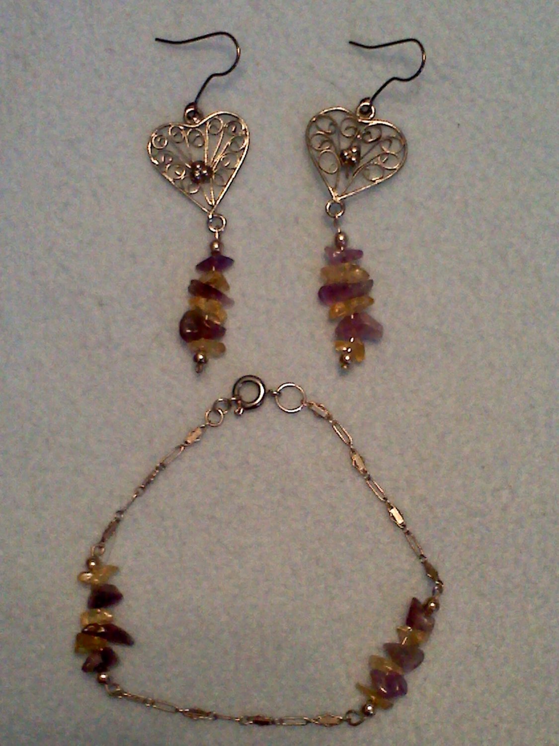 Natural stone earrings & bracelet