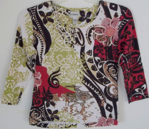 CHICO'S top shirt MODERN PAISLEY PRINT bust 36" size 0